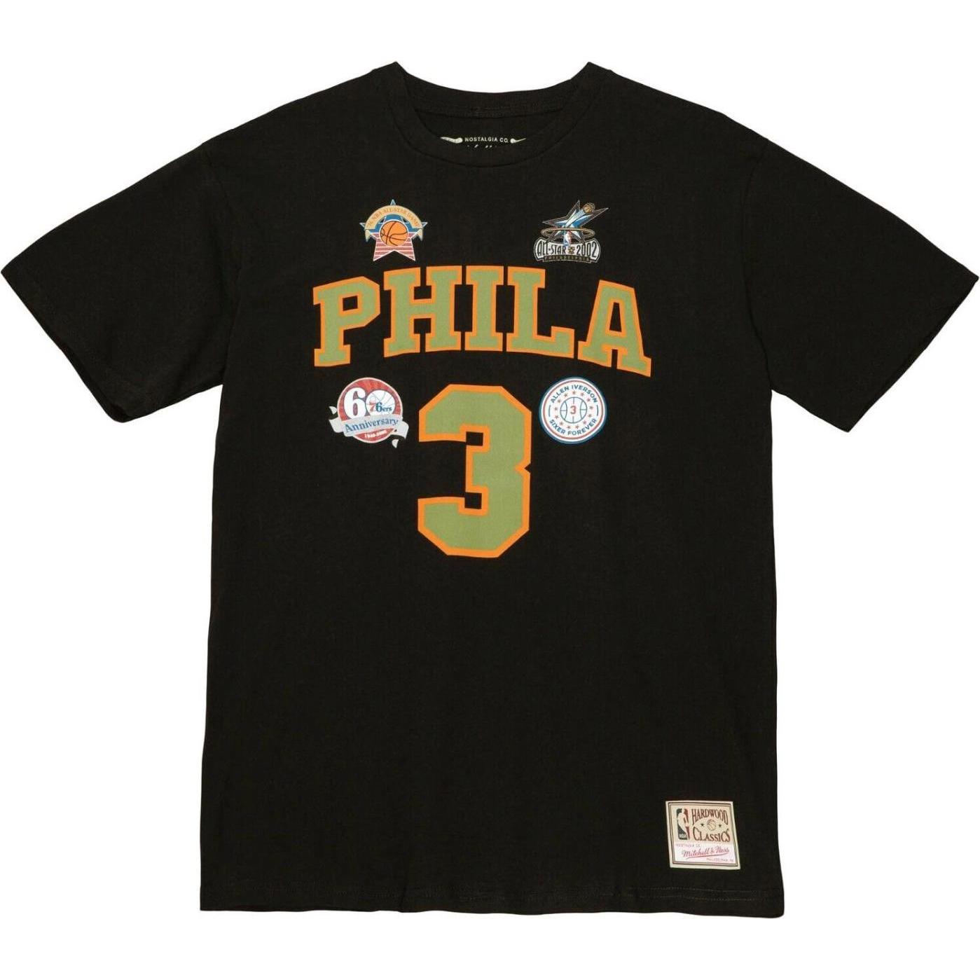 Mitchell & Ness, Herren, Shirt, M&N Shirt - FLIGHT Philadelphia 76ers Allen Iverson - XL, Schwarz, (XL)