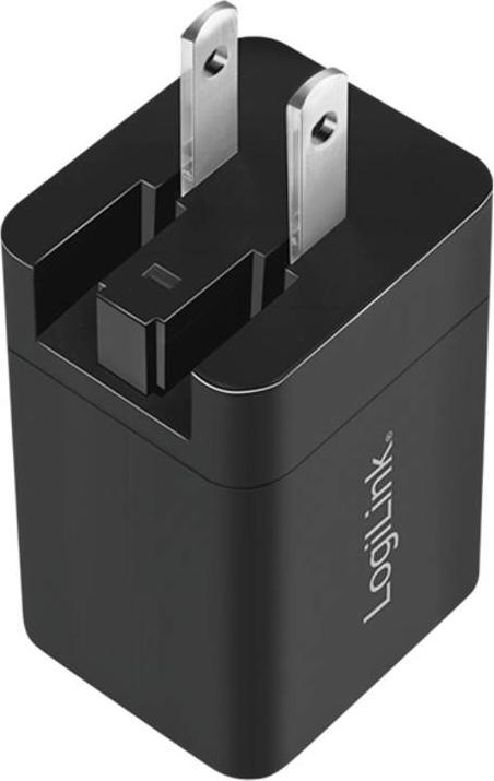 Actual product image LogiLink USB socket travel adapter, 1x USB-A, 1x USB-C, GaN technology, 30 W (30 W, 2 ports)