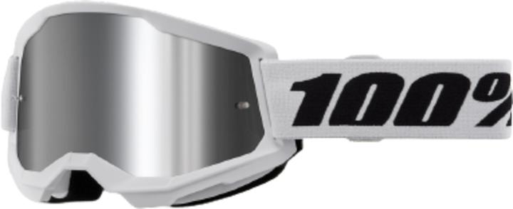 Actual product image 100% STRATA 2 Goggle White - Mirror Silver Lens (White, Mirror Silver)