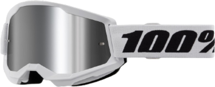 100% STRATA 2 Goggle White - Mirror Silver Lens (Weiss, Mirror Silver)