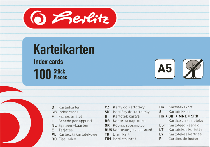 Actual product image Herlitz Flashcards (A5, 170 g/m², 100 x)