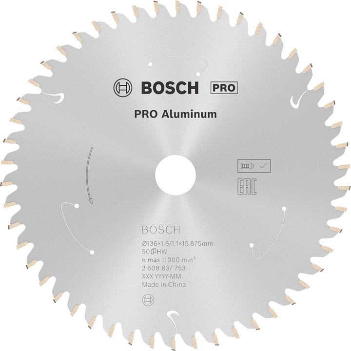 Produktbild Bosch Professional Zubehör PRO Aluminium cordless Kreissägeblatt, 136 x 1,6 x 15,875 mm