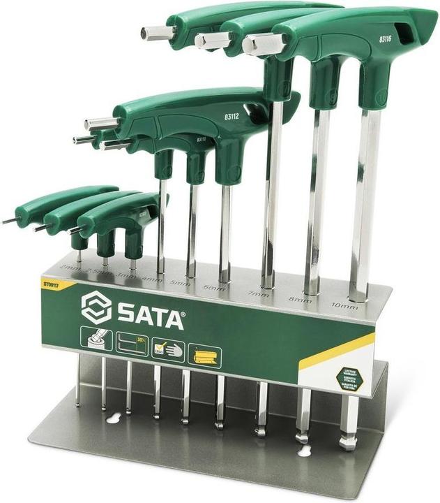 Actual product image SATA 9 pcs. T-handle ball-head hexagon socket spanner set