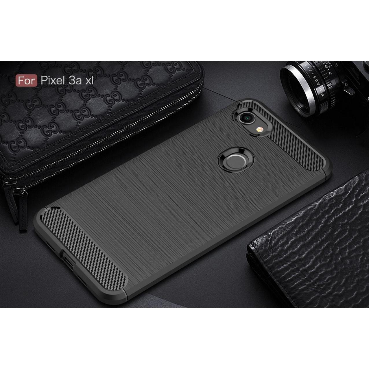 Thumbnail - Screenguard Google Pixel 3a XL Hülle Carbon Brushed Soft TPU (Google Pixel 3a XL), Smartphone Hülle, Schwarz