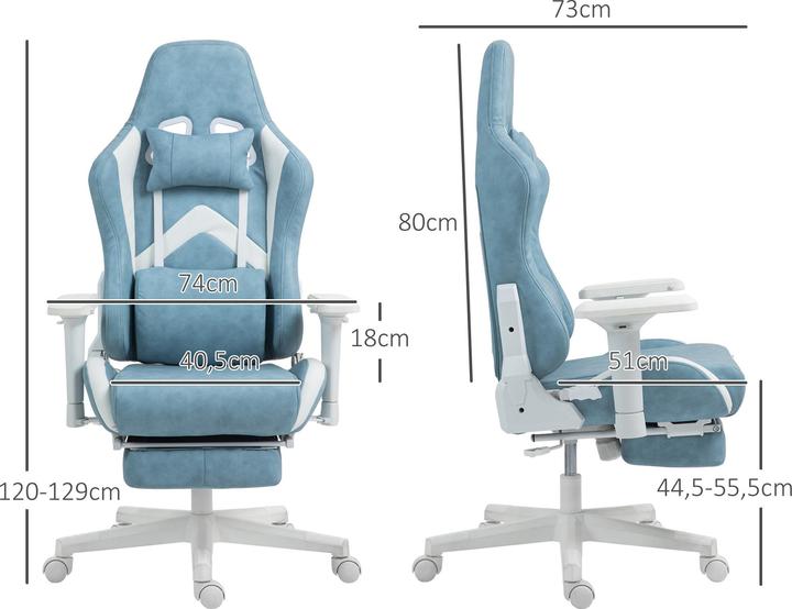 Image du produit Homcom Gamingstuhl Kunstleder Blau