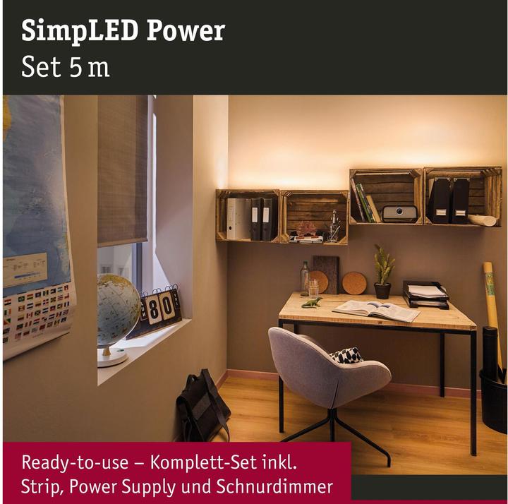 Image du produit Paulmann Bande LED SimpLED Power (Blanc chaud, 500 cm, Intérieur)