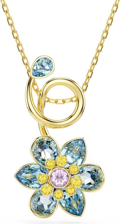 Swarovski Idyllia Halskette Verschiedene Schliffe Blume Blau Gold (Swarovski Metall)