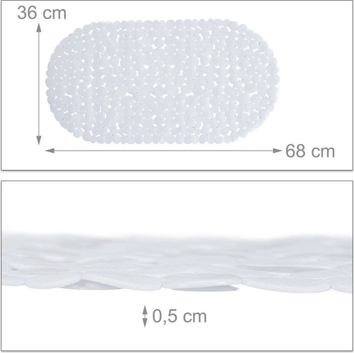 Actual product image Relaxdays Anti-Slip Bath Mat, Stone-look (36 x 68 x 0.5 cm)