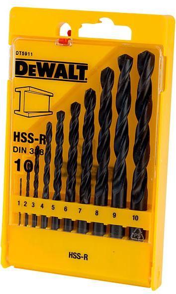 Actual product image DeWalt Drill bit set for metal HSS-R DIN 338 DT5911, 10 pieces (10 millimetres)