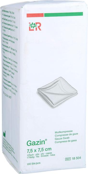 Actual product image Gazin Mullkompressen 7.5x7.5cm 12-fach unsteril