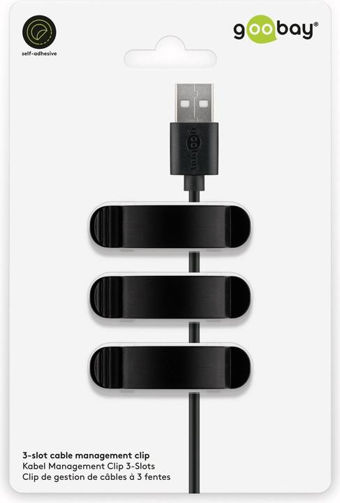 Produktbild Goobay Kabel Management Clip 3-Slots, schwarz