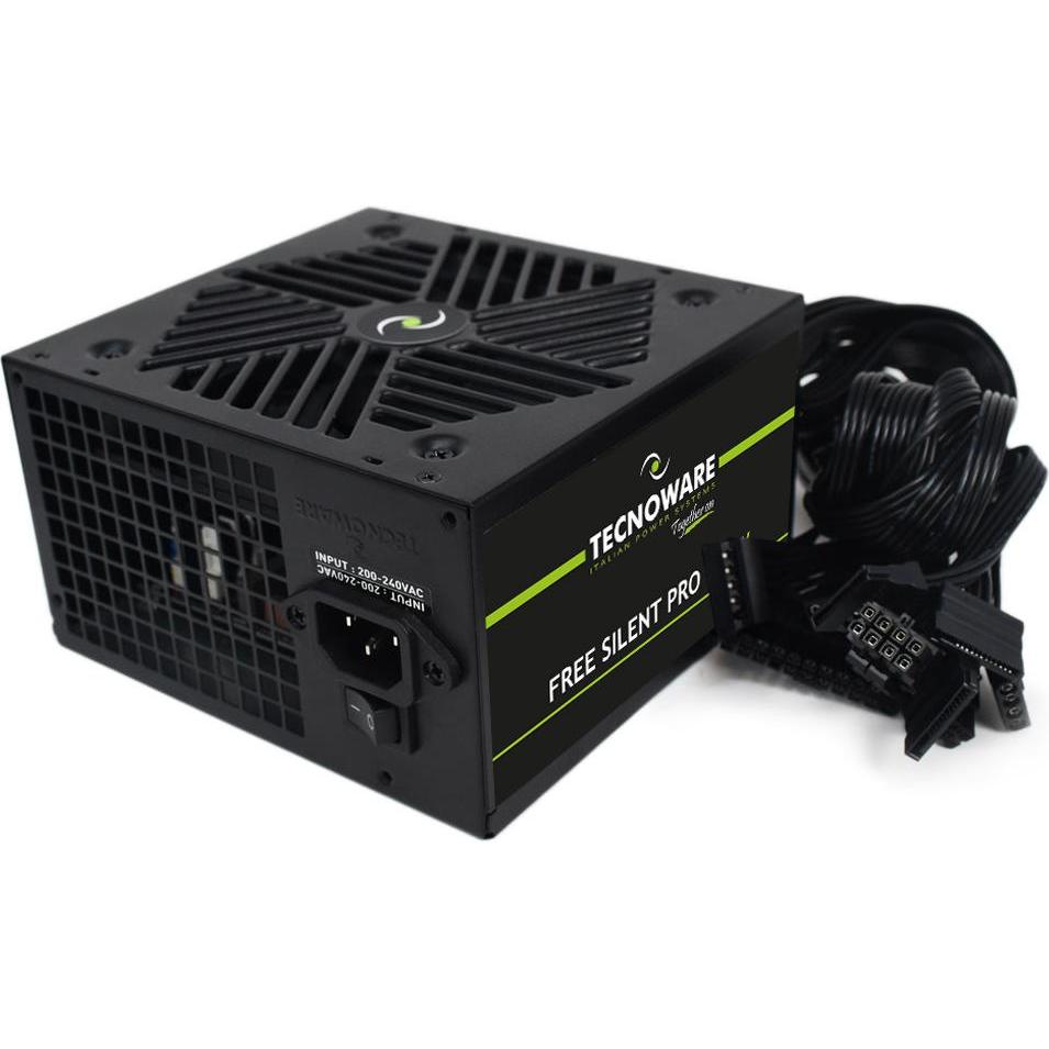 Thumbnail - Tecnoware ALIMENTATORE 650W 12CM FREE SILENT 4*SATA 2*MOLEX TOGHETER ON (650 W), PC Netzteil, Schwarz