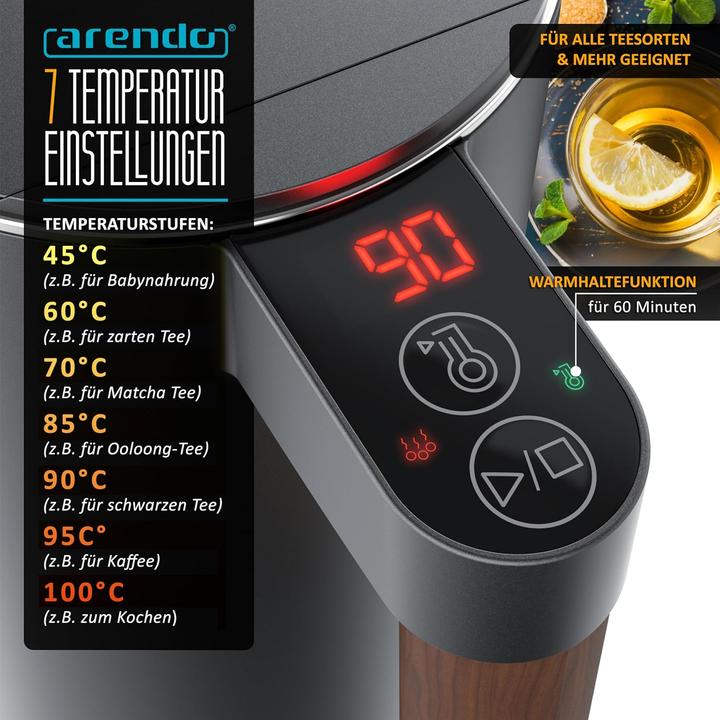 Produktbild Arendo Wasserkocher mit Temperatureinstellung (45-100°C) (1.50 l)