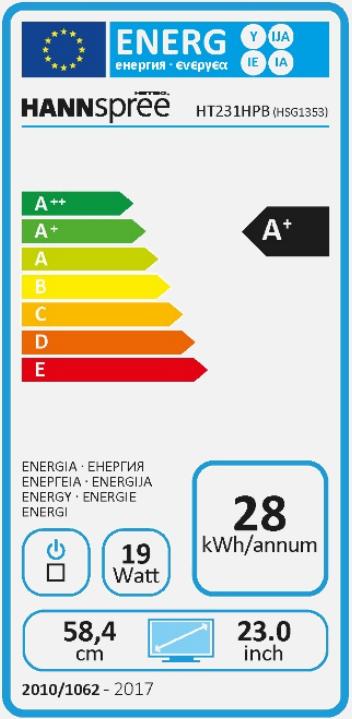 Label énergétique Hannspree HT231HPB (1920 x 1080 pixels, 23")