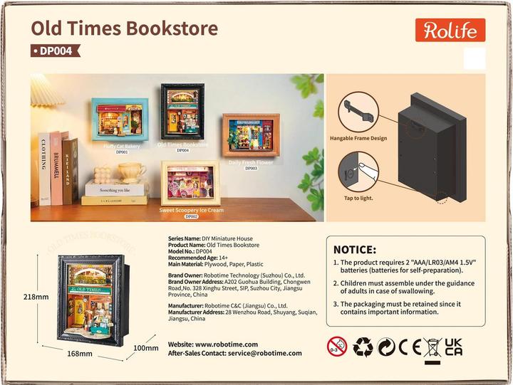Produktbild Robotime Bausatz Old Times Bookstore mit LED