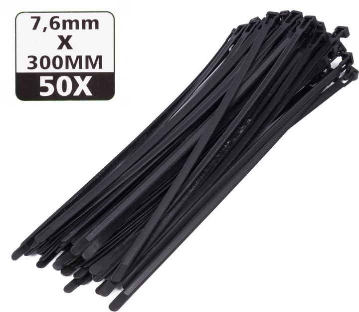 ProPlus Cable ties detachable 7.6 x 300mm black, reusable cable ties 50 pieces (300 mm, 50 pcs.)