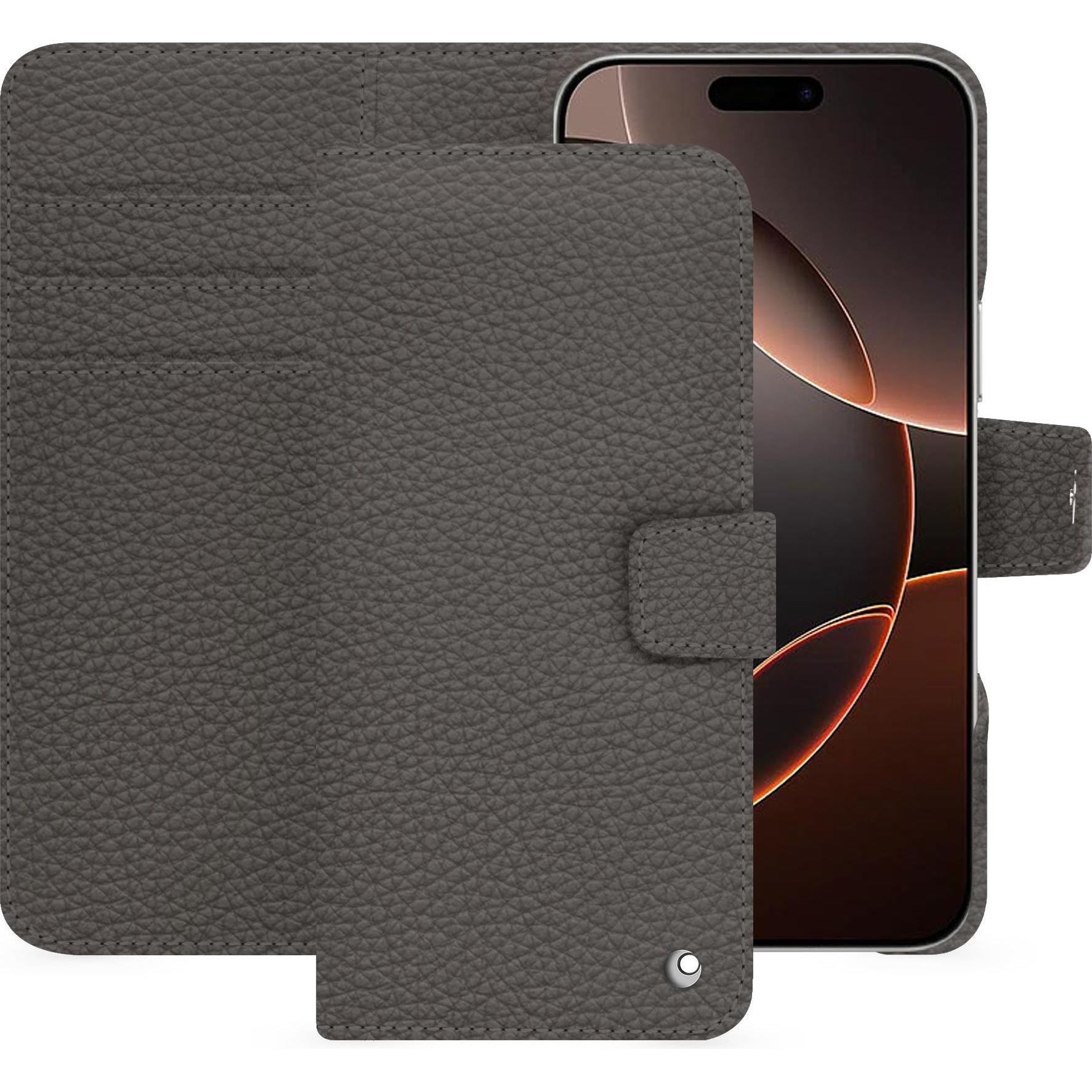 Noreve Lederschutzhülle Apple iPhone 16 Pro (Apple iPhone 16 Pro), Smartphone Hülle, Grau