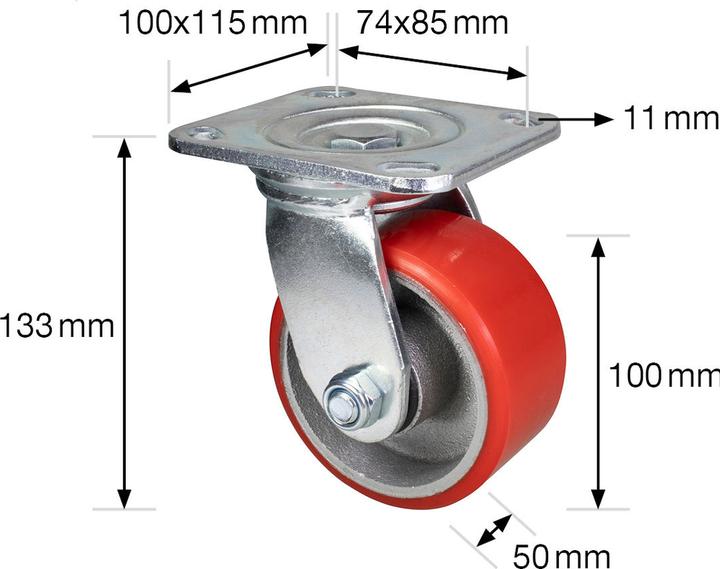 Image du produit Wagner System Roulettes pivotantes pour manutention de charges lourdes, Ø 100 mm, lot de 2