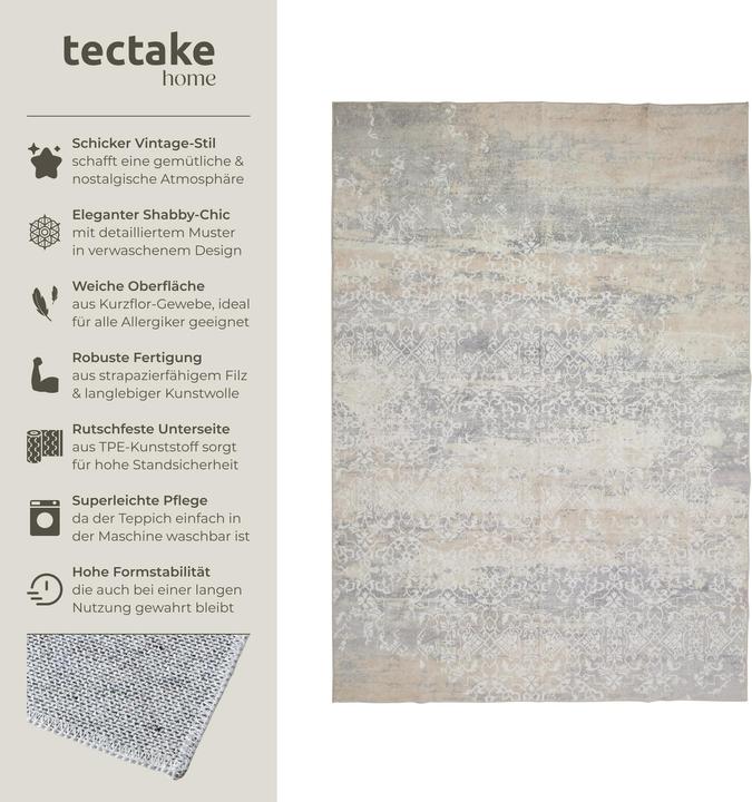 Actual product image tectake Vintage designer carpet Dalia (200 x 274 cm)
