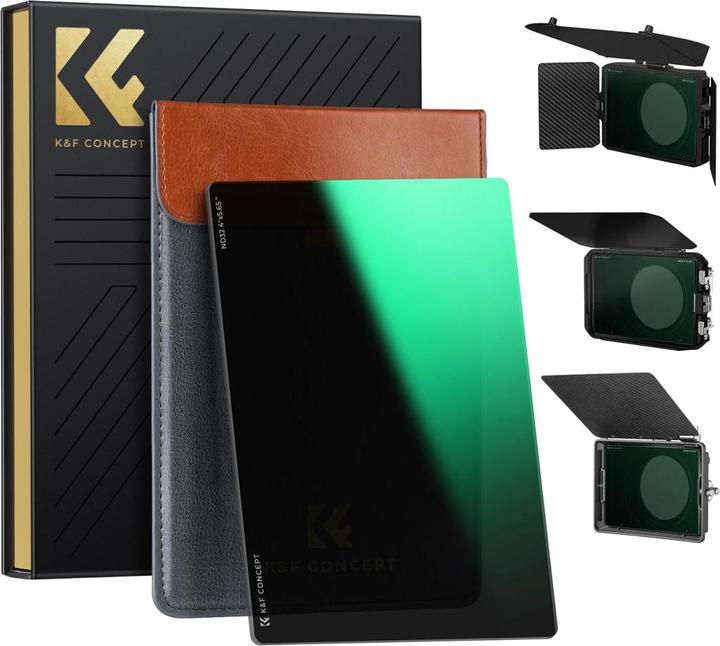 Image du produit K&F Concept Square Film Filter with Matte Box, 4X5.65 in, Thickness 4.0mm, ND32, Green Coated (NANO-X series) (Filtre gris neutre)