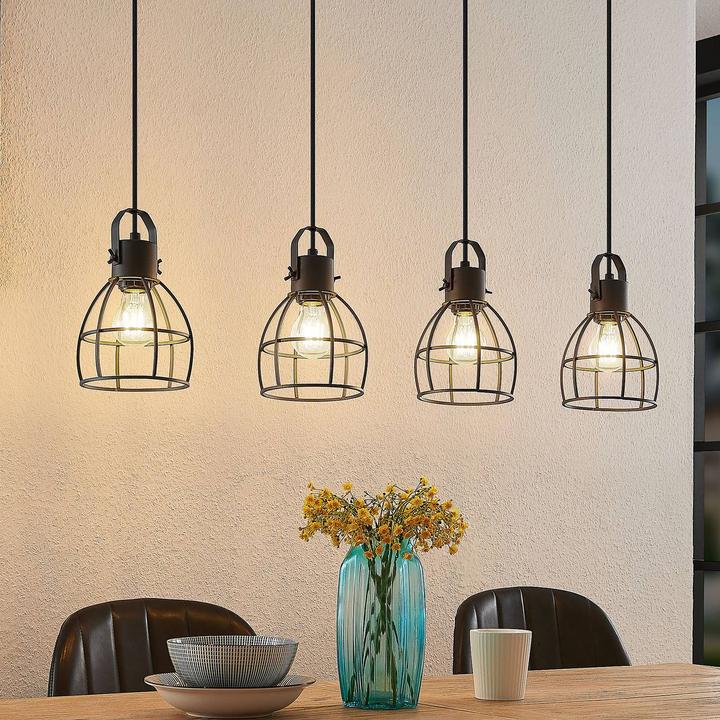 Actual product image Lindby Flintos 4 pendant light Black (E27)