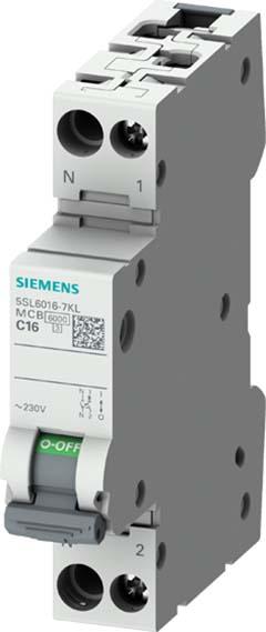 Siemens 5SL6006-7KL 230V 6KA 1+N-polaire 1TE N gauche C6 Disjoncteur