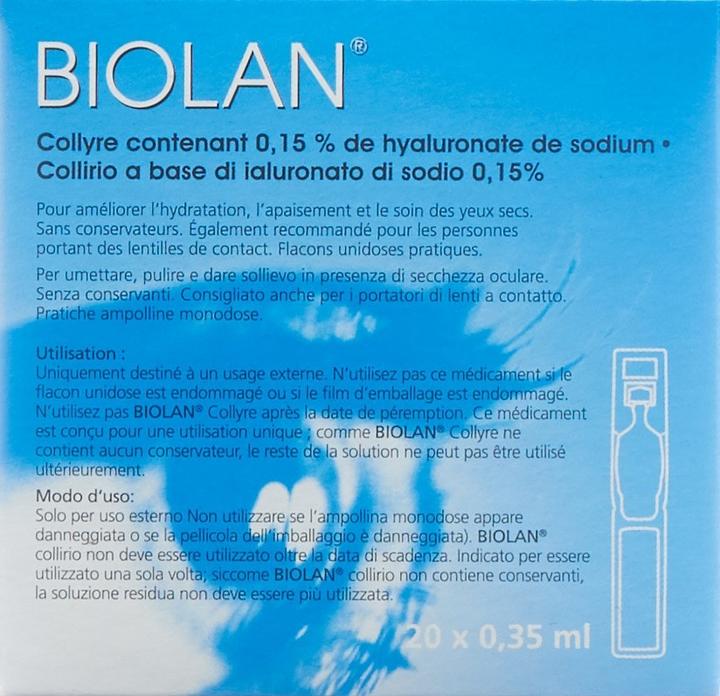 Produktbild Biolan Augentropfen (0.35 ml, Biolan Augentropfen mit Natriumhyaluronat 0.15%)