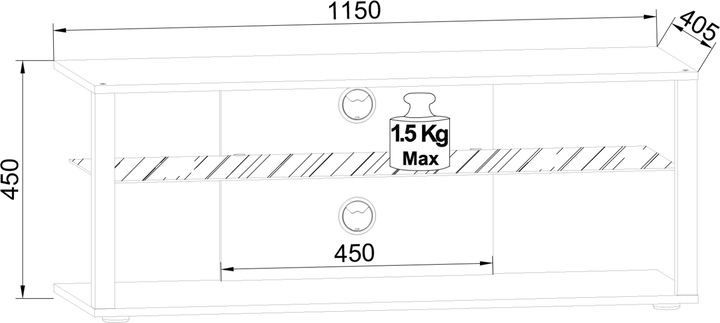 Image du produit VCM Bois TV Lowboard Roulettes Meuble TV mobile Rack Console Meubles Table TV Phono Verre (115 x 40 x 45 cm)