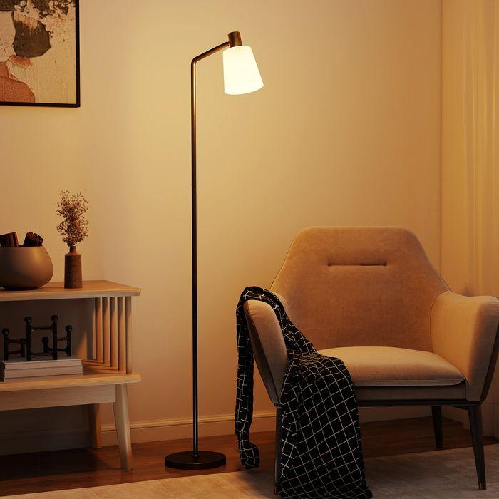 Actual product image Swisshandel24 LED Stehlampe, 350° drehbar, 3000K/4000K/6500K Farbtemperatur, Schwarz (800 lm, E27)