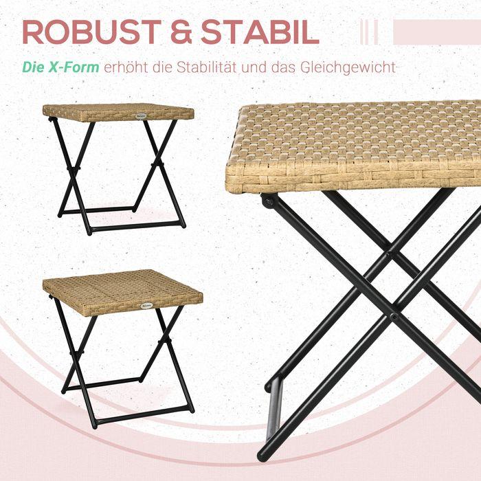 Produktbild Swisshandel24 Polyrattan Beistelltisch Gartentisch klappbar Couchtisch Gartenmöbel Balkontisch Falttisch Metall Na