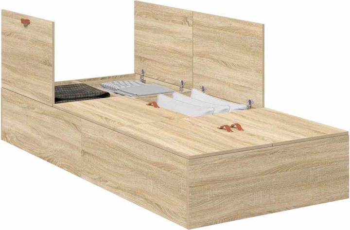 vidaXL Bettgestell mit Stauraum Sonoma Eiche 120x200 cm (120 x 200 cm)