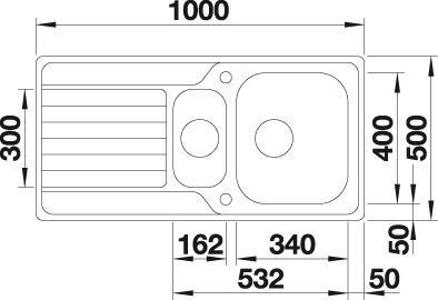 Actual product image Blanco Dinas 6 S (Fitted sink with draining board, 100 cm, 50 cm)