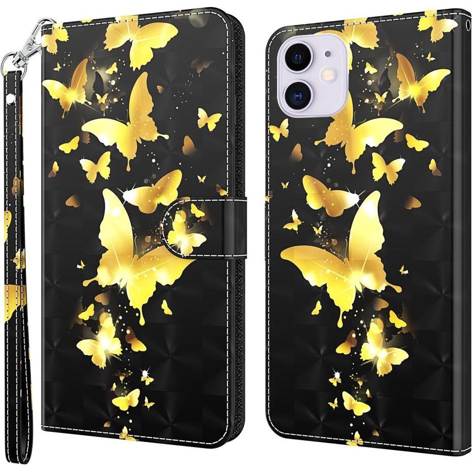 Thumbnail - Cover-Discount iPhone 13 Pro Max - Etui Glitzer Effekt Schmetterling gold (Apple iPhone 13 Pro Max), Smartphone Hülle, G...