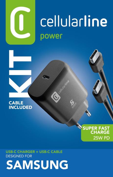 Actual product image Cellularline ACHSMKITC2CPD25WK Mobile Device Charger Black Indoor (25 W, 1 portion)