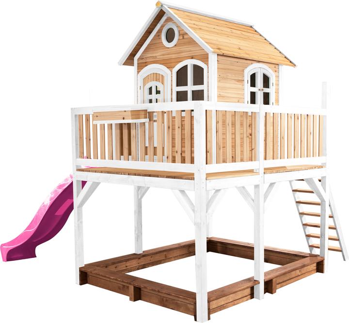 Axi Maison de jeu Liam marron/blanc - toboggan violet