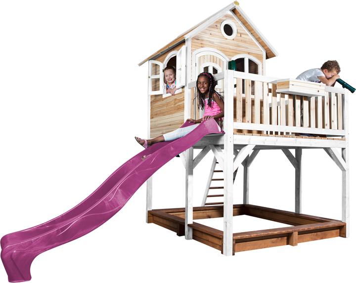 Image du produit Axi Maison de jeu Liam marron/blanc - toboggan violet