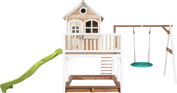 Produktbild Axi Liam Spielhaus mit Summer Nestschaukel Braun/Weiss - Lindgrüne Rutsche