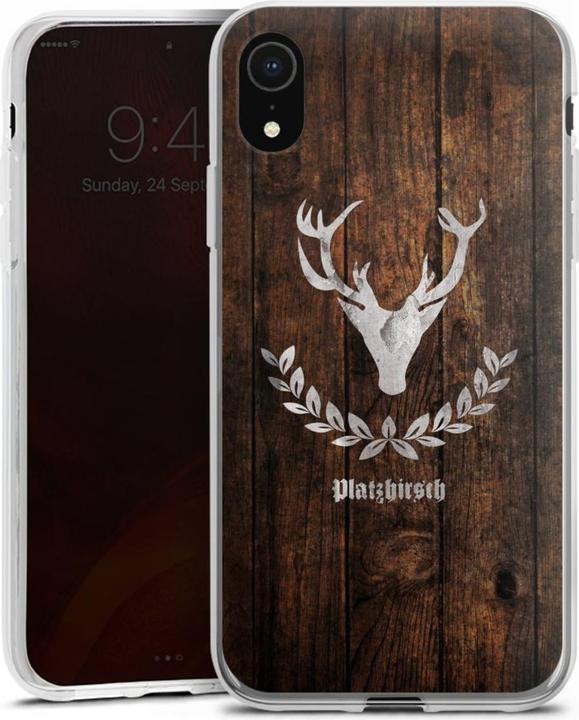 Actual product image DeinDesign Silikon Hülle für Apple iPhone Xr Handyhülle Case Smartphone Schutzhülle Hirsch Holz Holzoptik (Apple iPhone XR)