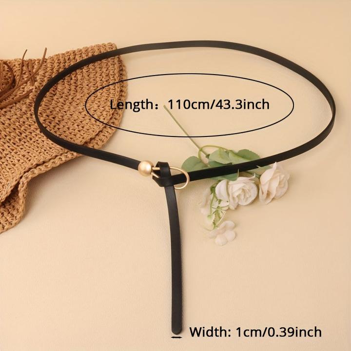 Actual product image Only-Bags.Store Trendiger verknoteter dünner Gürtel Klassischer solider Ledergürtel Freizeitkleid und Mantel