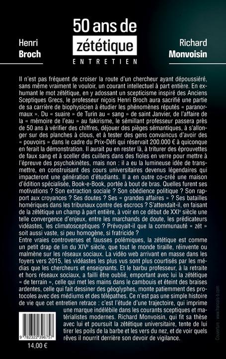 Actual product image 50 ans de zététique (French, Henri Broch, Richard Monvoisin, 2023)