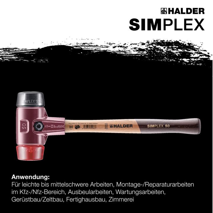 Actual product image Halder SIMPLEX soft-face hammer 50 RUBBER/PLASTICS TE SIMPLE (1130 g)