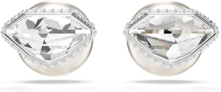 Actual product image Swarovski Lucent Ear Studs with Pave Ball, White, Rhodium Plating (Rhodium-plated)