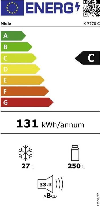 Energie-Label Miele Kühlschrank K 7778 C (276 l)