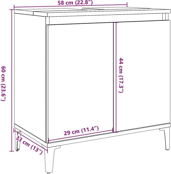 Produktbild vidaXL Waschbeckenschrank (58 x 33 x 60 cm)