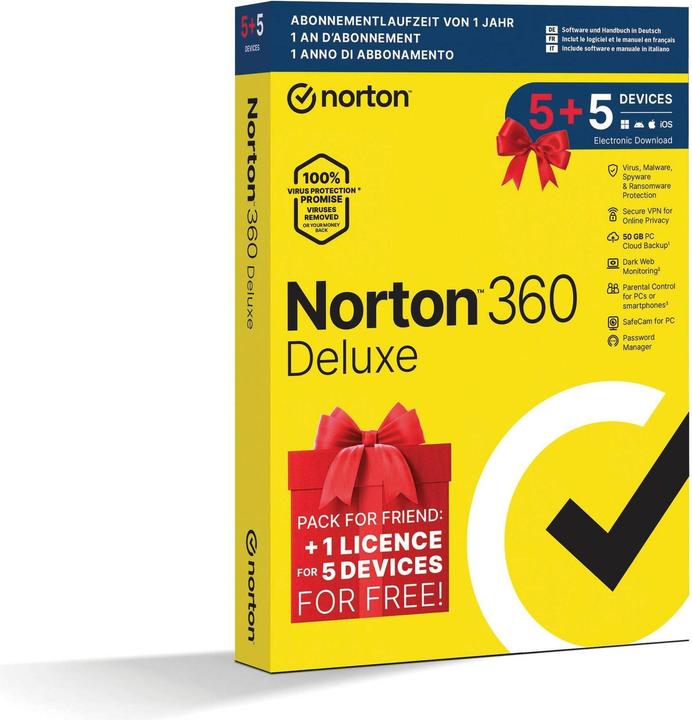 Produktbild NortonLifeLock SYMANTEC 360 DELUXE 50GB 5DEV 12m, SYMANTEC (10 User, 12 Monate)