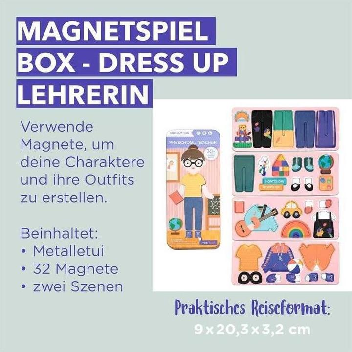 Produktbild mierEdu Magnetspiel Box Dress Up - Lehrer zum Verkleiden I Fördert Motorik + Fantasie I Ideal für zu Hause (32 Teile)