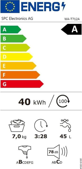 Energy Label SPC WA-T712A (7 kg, Upwards)