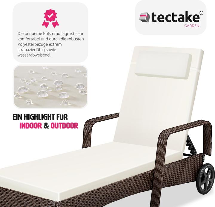 Produktbild tectake Sonnenliege Rattan (200 cm)
