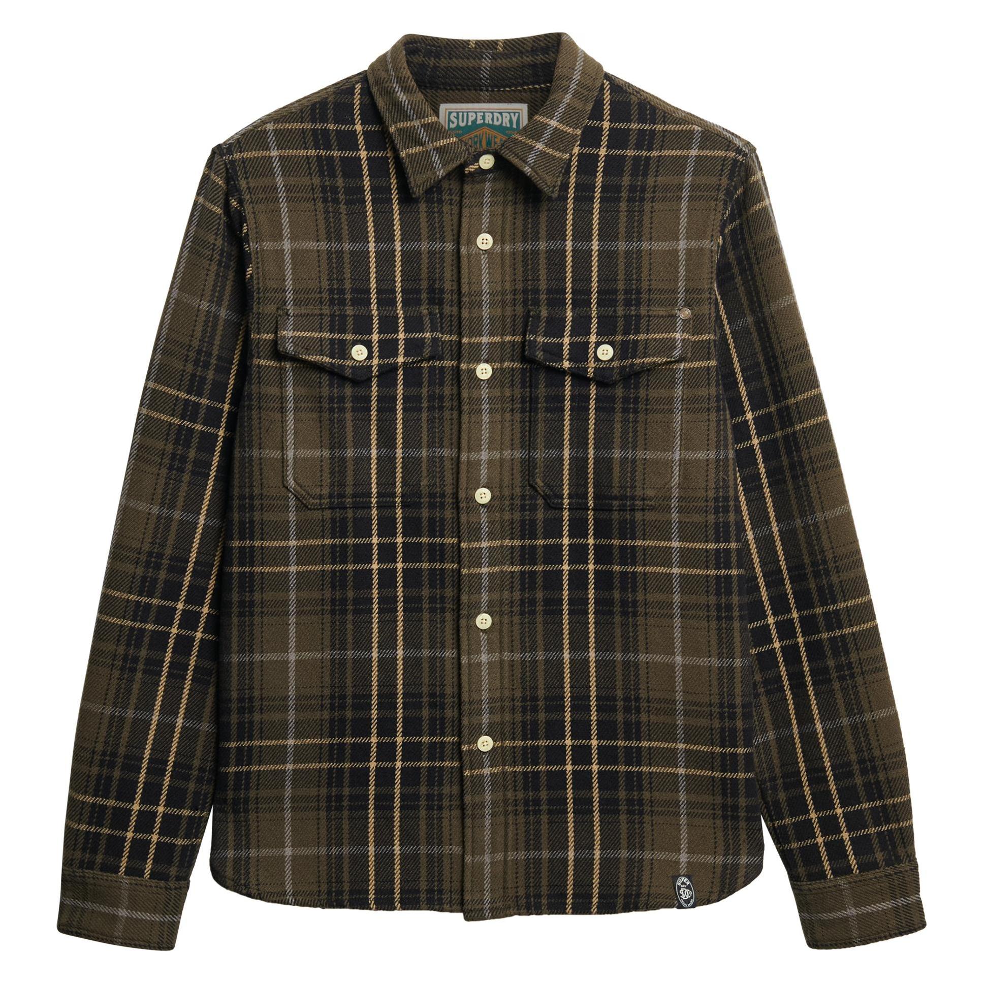 Superdry, Herren, Hemden, Camicia A Quadri Pesante, Grün, (M)