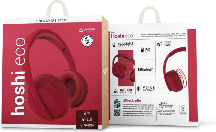 Actual product image Energy Sistem Hoshi ECO Headphones Red (No noise cancellation, 23 h, Wireless)